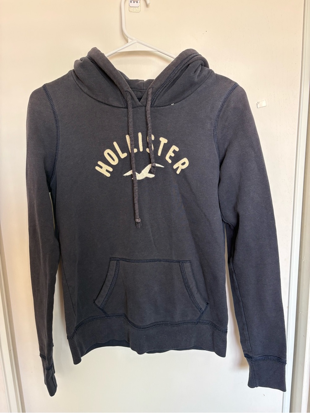 Hollister Hoodie Womens Medium Blue Pullover Classic Logo Outdoor VTG Y2K